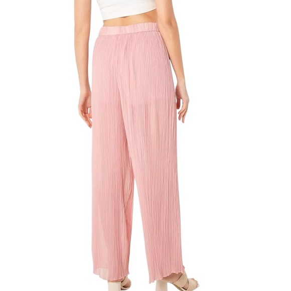 NWT Zara Blush Pink Plisse Pleated Wide Leg High Waist Pants - S - Picture 2 of 14